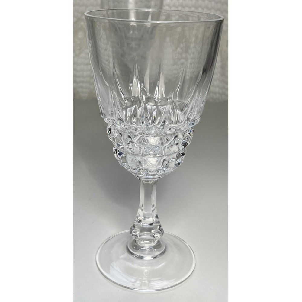 6 Vintage Cristal d' Arques "Pompadour" Wine Glasses, French Bistro Stemware 6" - Picture 2 of 8